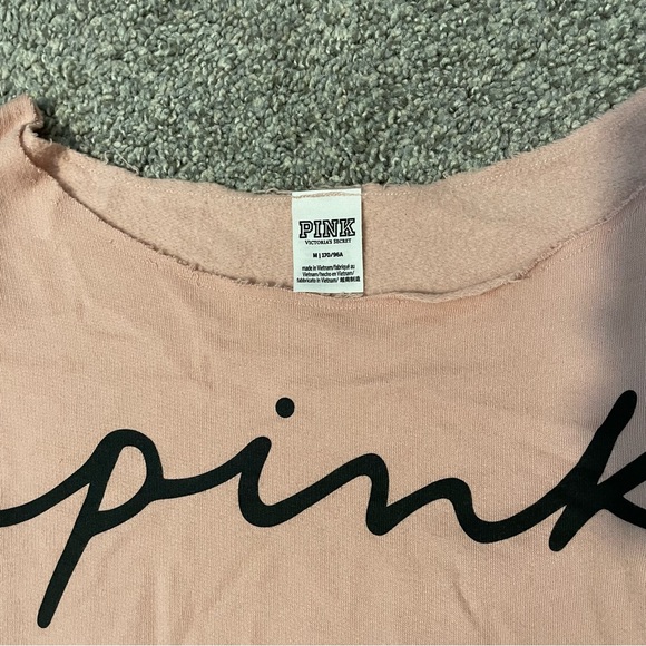 PINK Victoria's Secret Blush Crop Top with Black Script - Picture 3 of 4